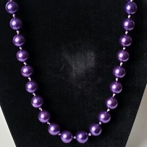 Vintage Purple Pearl Necklace 19.5" • Knotted Beads